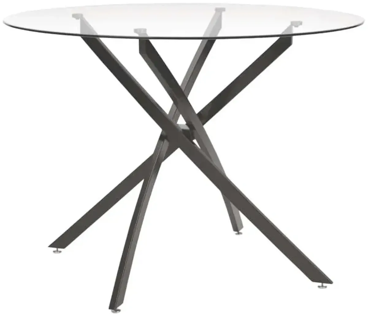 Signature Design by Ashley® Pharwynn Glass Top Round Dining Table with Black Base