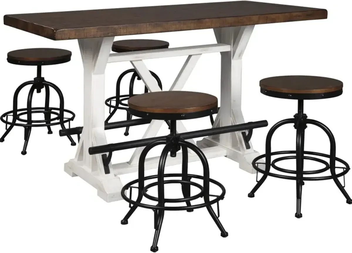 Signature Design by Ashley® Valebeck Brown Counter Height Dining Table with White Base