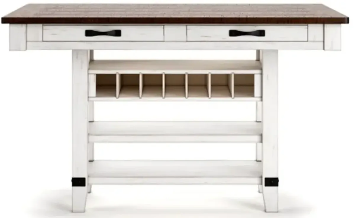 Signature Design by Ashley® Valebeck Brown Counter Height Dining Table with White Pedestal 