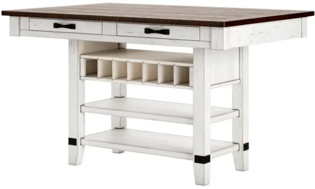 Signature Design by Ashley® Valebeck Brown Counter Height Dining Table with White Pedestal 