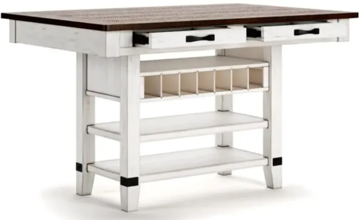 Signature Design by Ashley® Valebeck Brown Counter Height Dining Table with White Pedestal 