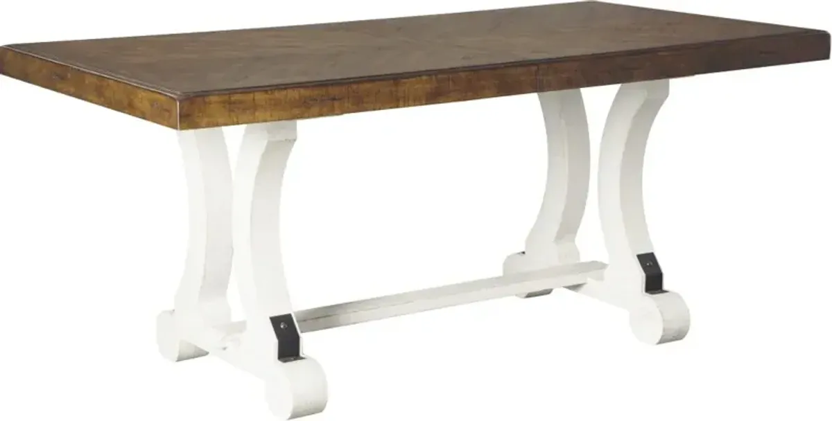 Signature Design by Ashley® Valebeck Brown Dining with White Trestle Legs