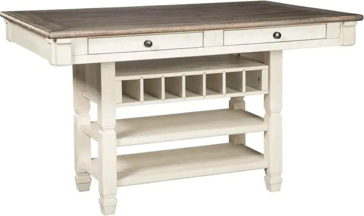 Signature Design by Ashley® Bolanburg Weathered Oak Counter Dining Table with Antique White Base
