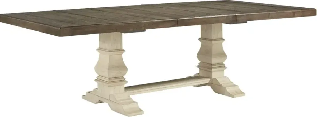 Signature Design by Ashley® Bolanburg Weathered Gray Extension Dining Table with Antique White Trestle Legs