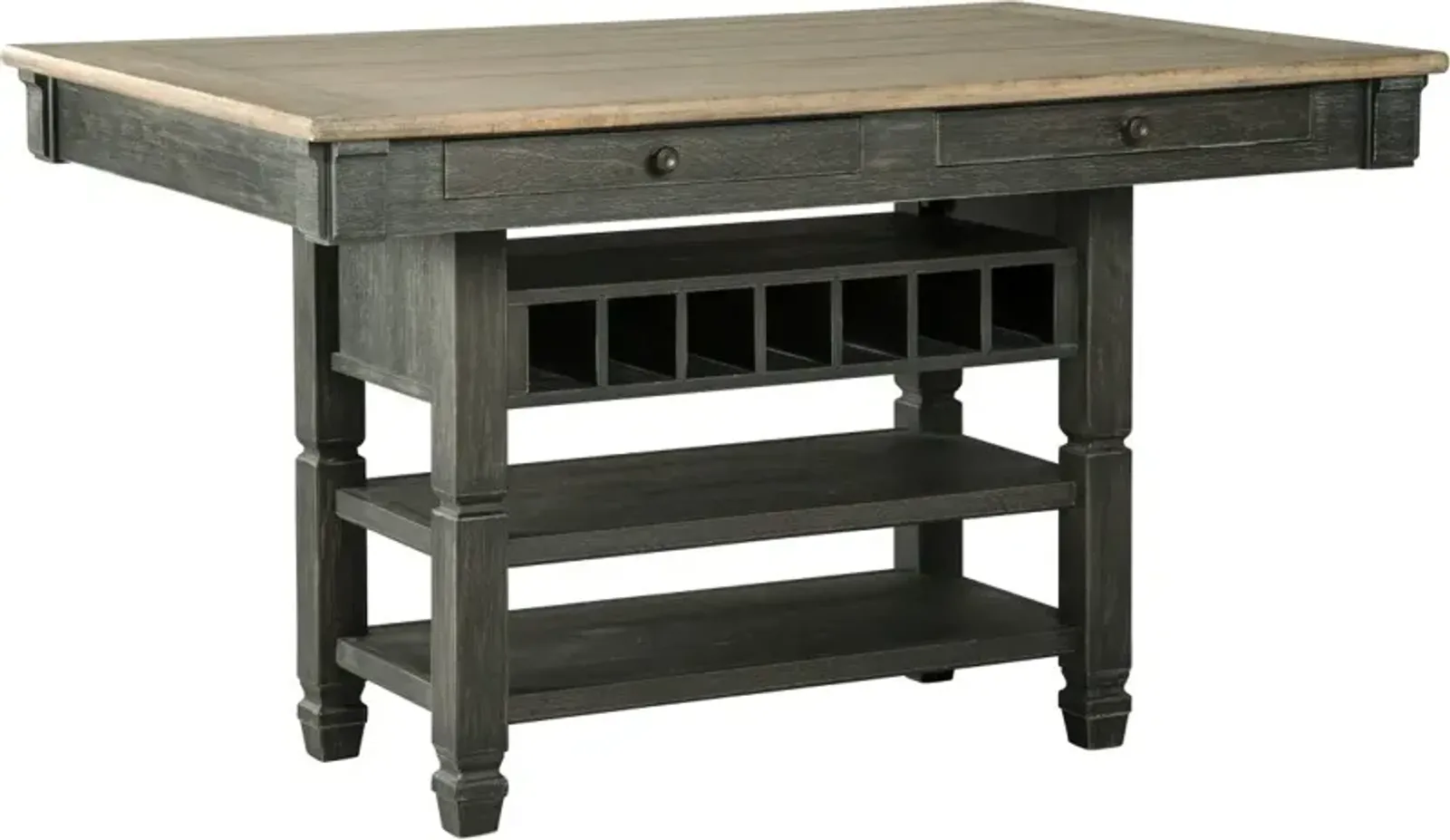 Signature Design by Ashley® Tyler Creek Weathered Gray Counter Height Dining Table with Black Storage Base