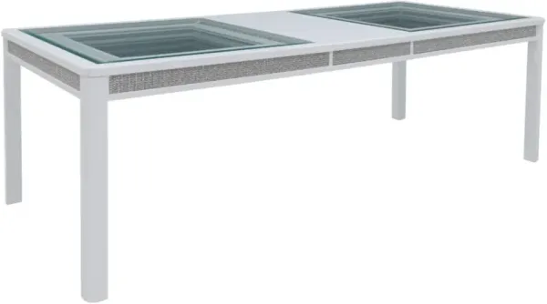 Signature Design by Ashley® Chalanna Glass Top Dining Extension Table with White Base