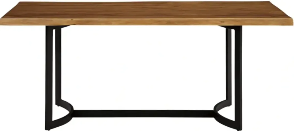 Signature Design by Ashley® Fortmaine Brown Wooden Table Top Dining Table with Black Metal Base