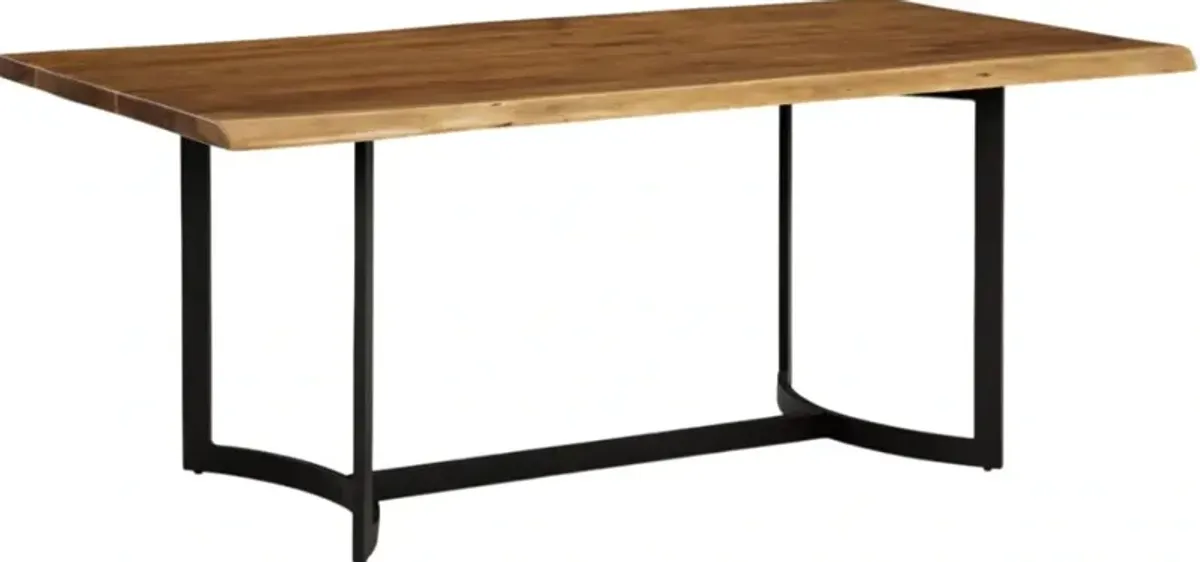 Signature Design by Ashley® Fortmaine Brown Wooden Table Top Dining Table with Black Metal Base