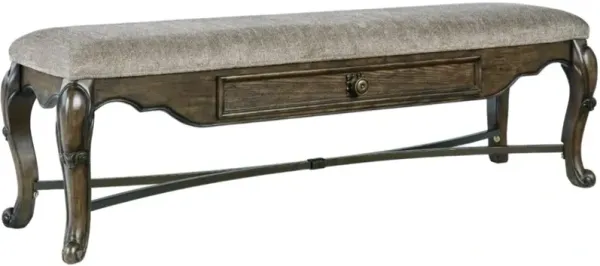 Signature Design by Ashley® Maylee Dark Brown Upholstered Storage Bench