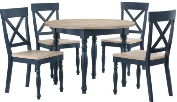 Steve Silver Co. Darcy 5-Piece Midnight Blue/Natural Dining Set