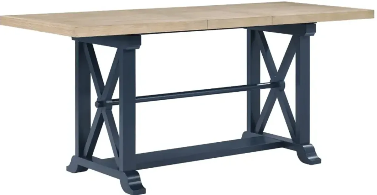 Steve Silver Co. Darcy Natural Counter Height Dining Table with Midnight Blue Base