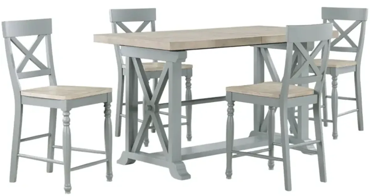 Steve Silver Co. Darcy 5-Piece Mint Green/Washed Linen Counter Dining Set