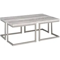 Steve Silver Co. David Driftwood Cocktail Table with Matte Pewter Base