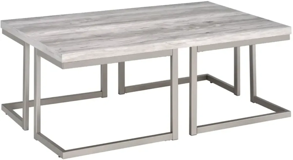 Steve Silver Co. David Driftwood Cocktail Table with Matte Pewter Base