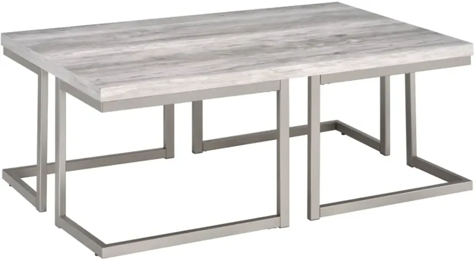 Steve Silver Co. David Gray Driftwood Cocktail Table with Matte Pewter Base