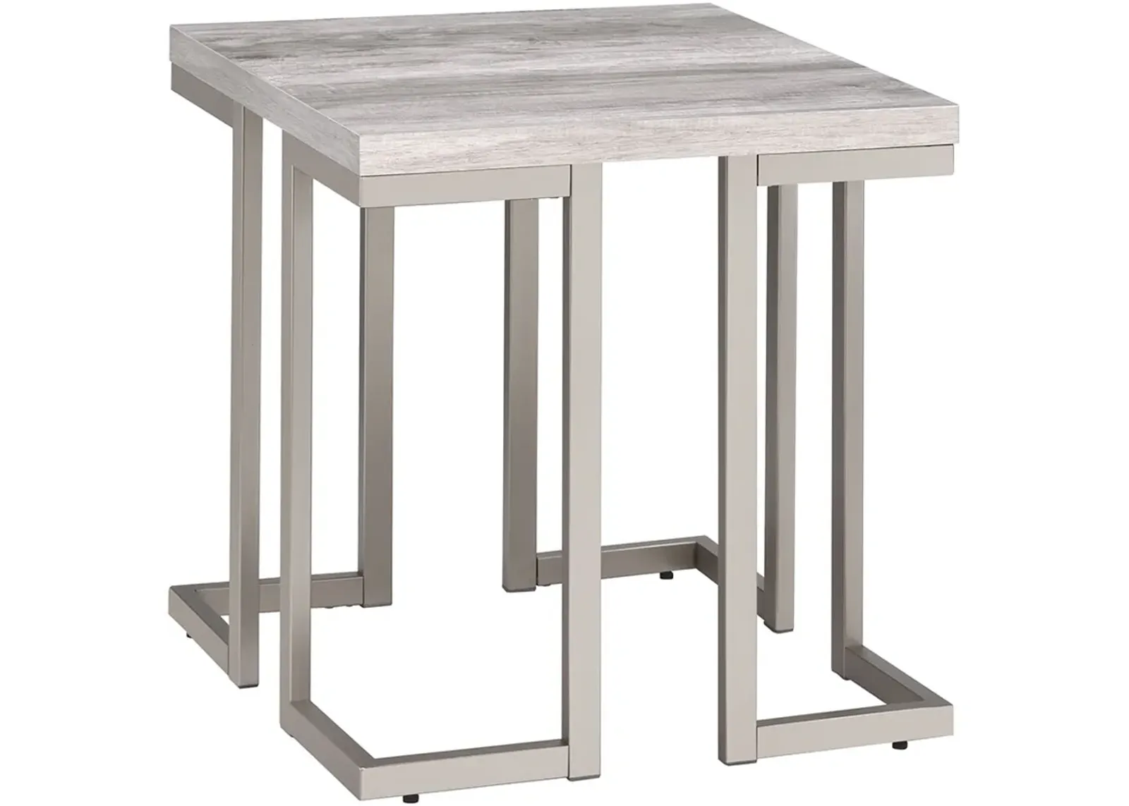 Steve Silver Co. David Driftwood End Table with Matte Pewter Base