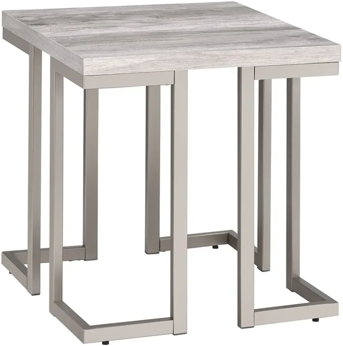 Steve Silver Co. David Driftwood End Table with Matte Pewter Base