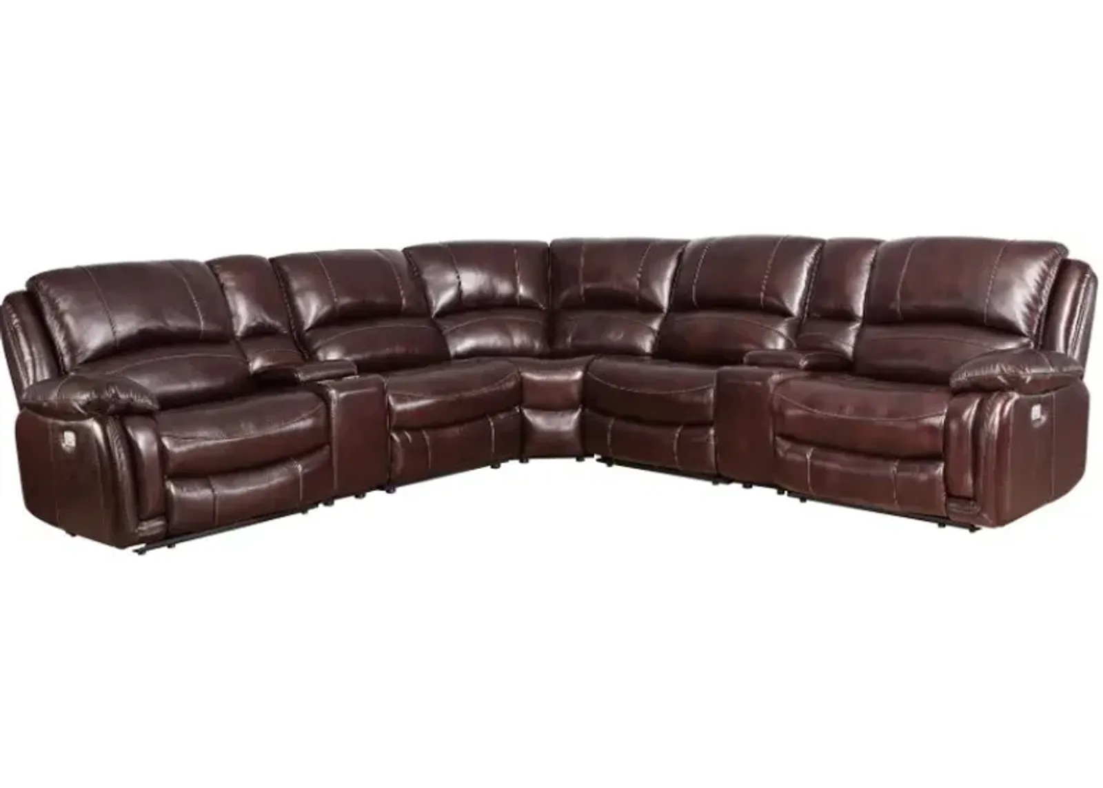 Steve Silver Co. Denver 6-Piece Brown Dual-Power Reclining Leather Sectional Sofa