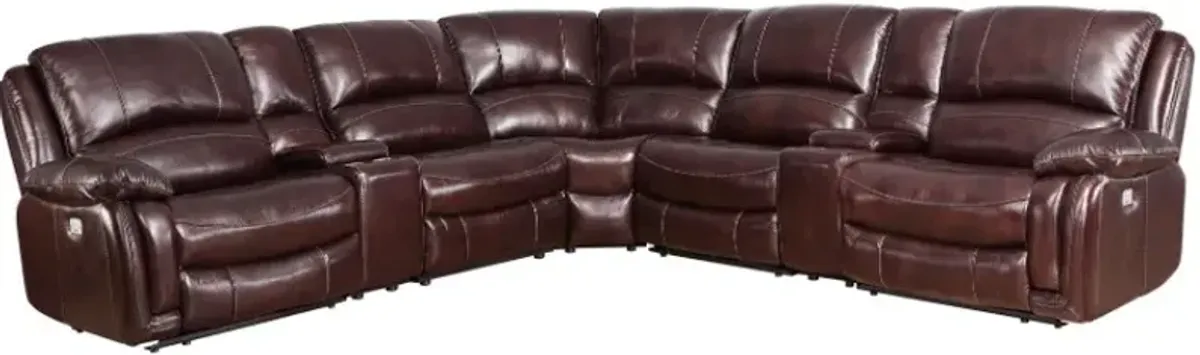 Steve Silver Co. Denver 6-Piece Brown Dual-Power Reclining Leather Sectional Sofa