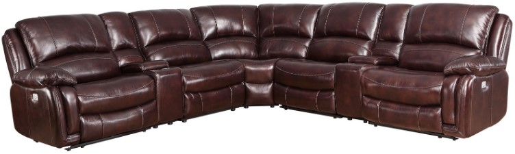 Steve Silver Co. Denver 6-Piece Brown Dual-Power Reclining Leather Sectional Sofa