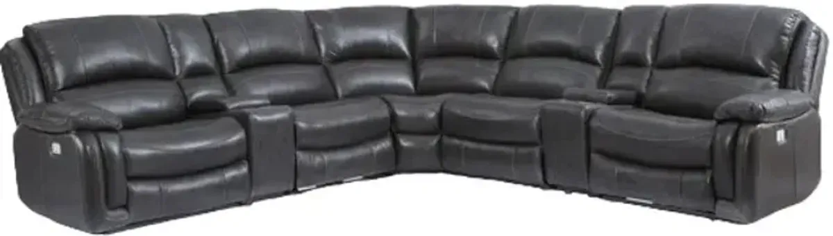 Steve Silver Co. Denver 6-Piece Charcoal Dual-Power Reclining Leather Sectional Sofa