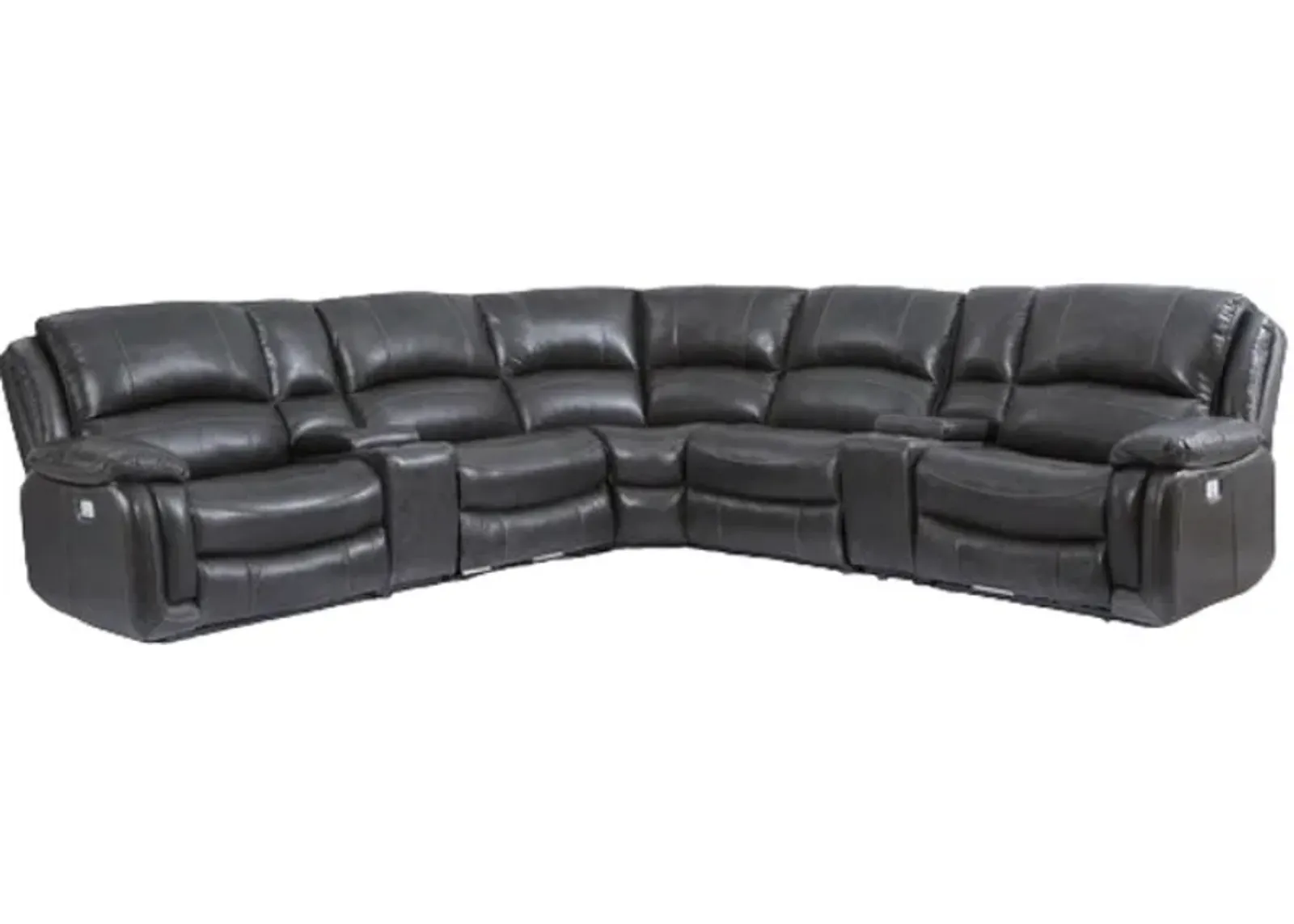 Steve Silver Co. Denver 6-Piece Charcoal Dual-Power Reclining Leather Sectional Sofa