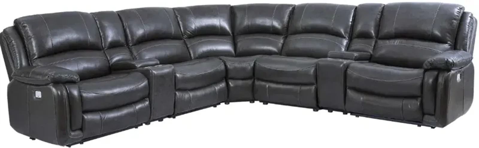 Steve Silver Co. Denver 6-Piece Charcoal Dual-Power Reclining Curved Sectional