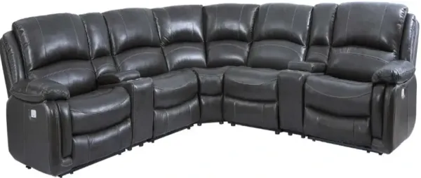Steve Silver Co. Denver 6-Piece Charcoal Dual Power Reclining Curved Sectional