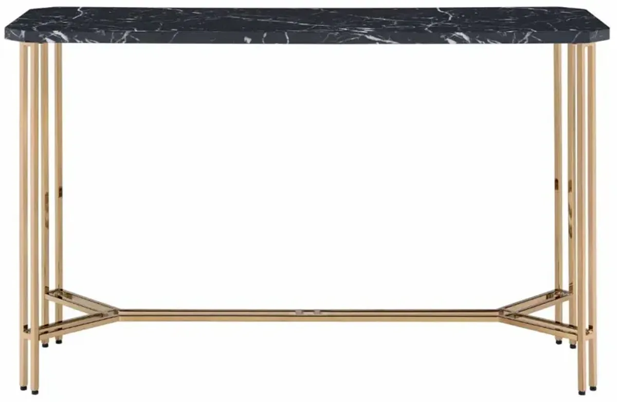 Steve Silver Co. Daxton Black Sofa Table with Golden Champagne Base