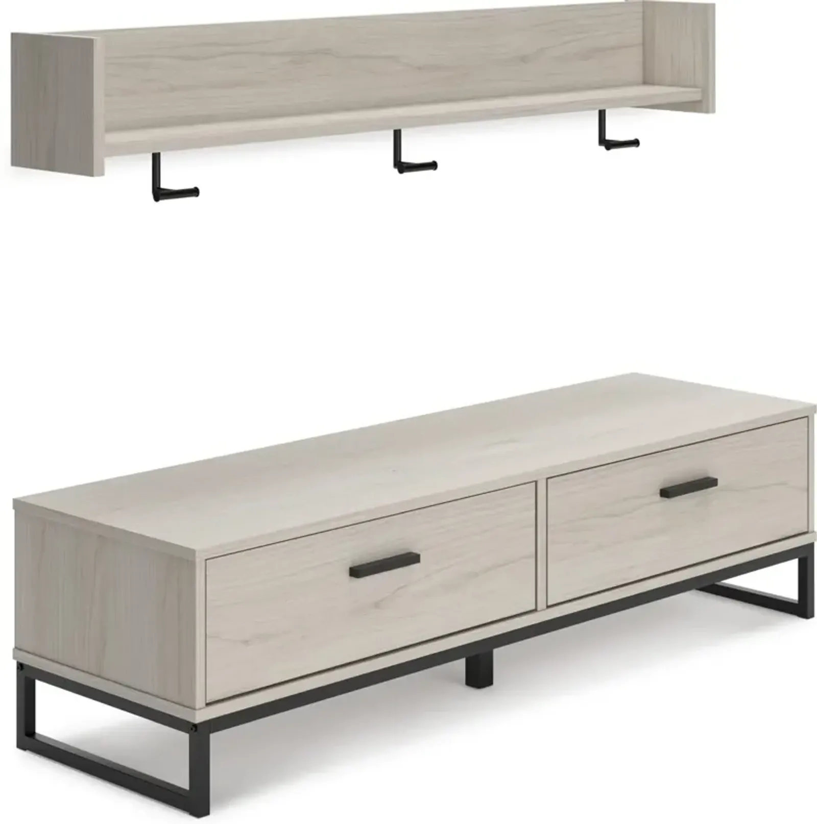 Signature Design by Ashley® Socalle Natural Storage Bench with Coat Rack