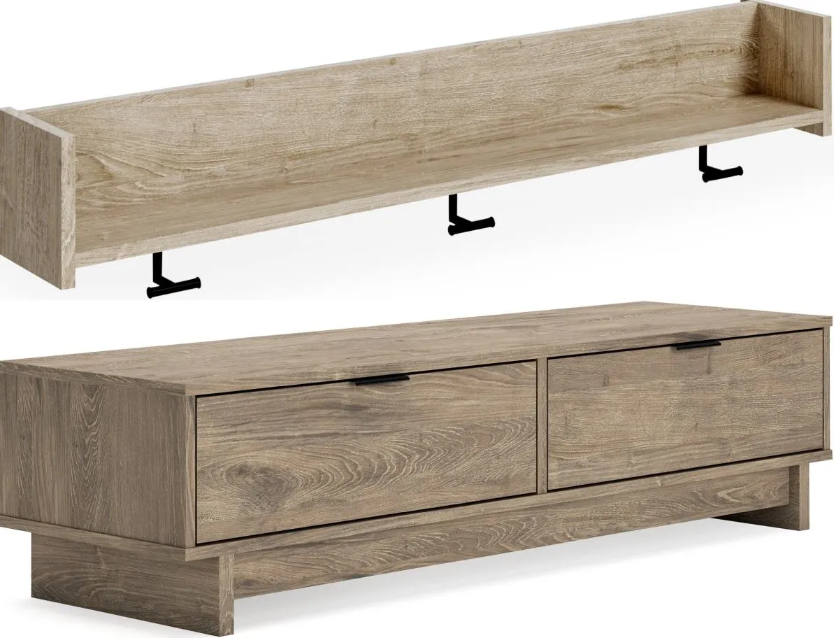 Signature Design by Ashley® Oliah Natural Bench with Coat Rack