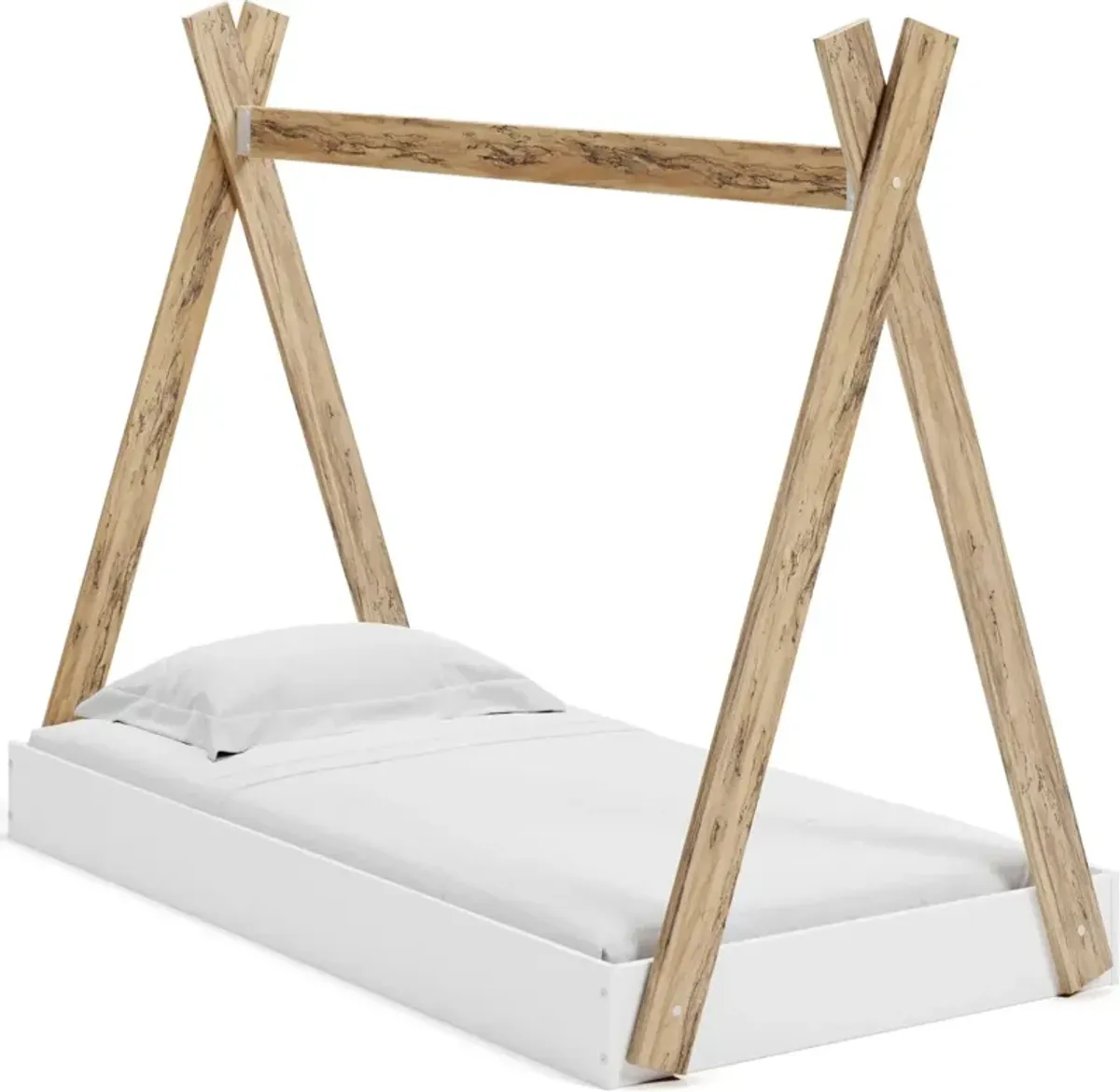 Signature Design by Ashley® Piperton Two-tone Brown/White Twin Tent Complete Bed in Box