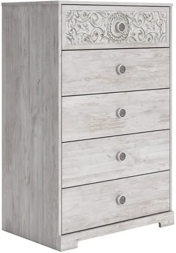 Signature Design by Ashley® Paxberry Whitewash 5-Drawers Chest of Drawers