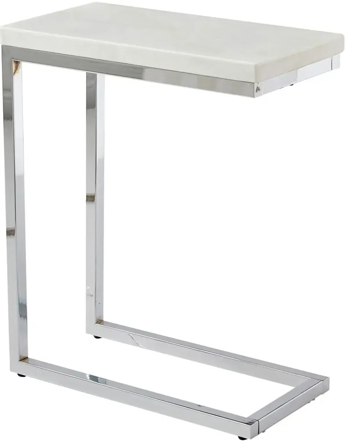 Steve Silver Co. Echo White Chairside End Table with Chrome Base