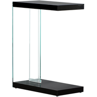 Steve Silver Co. Elaina Glossy Black Chair Side End Table with Clear Frame