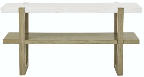 Steve Silver Co. Perth White Sofa Table with Weathered Sand Base