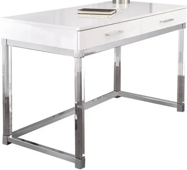 Steve Silver Co. Everett White Desk with Clear Base