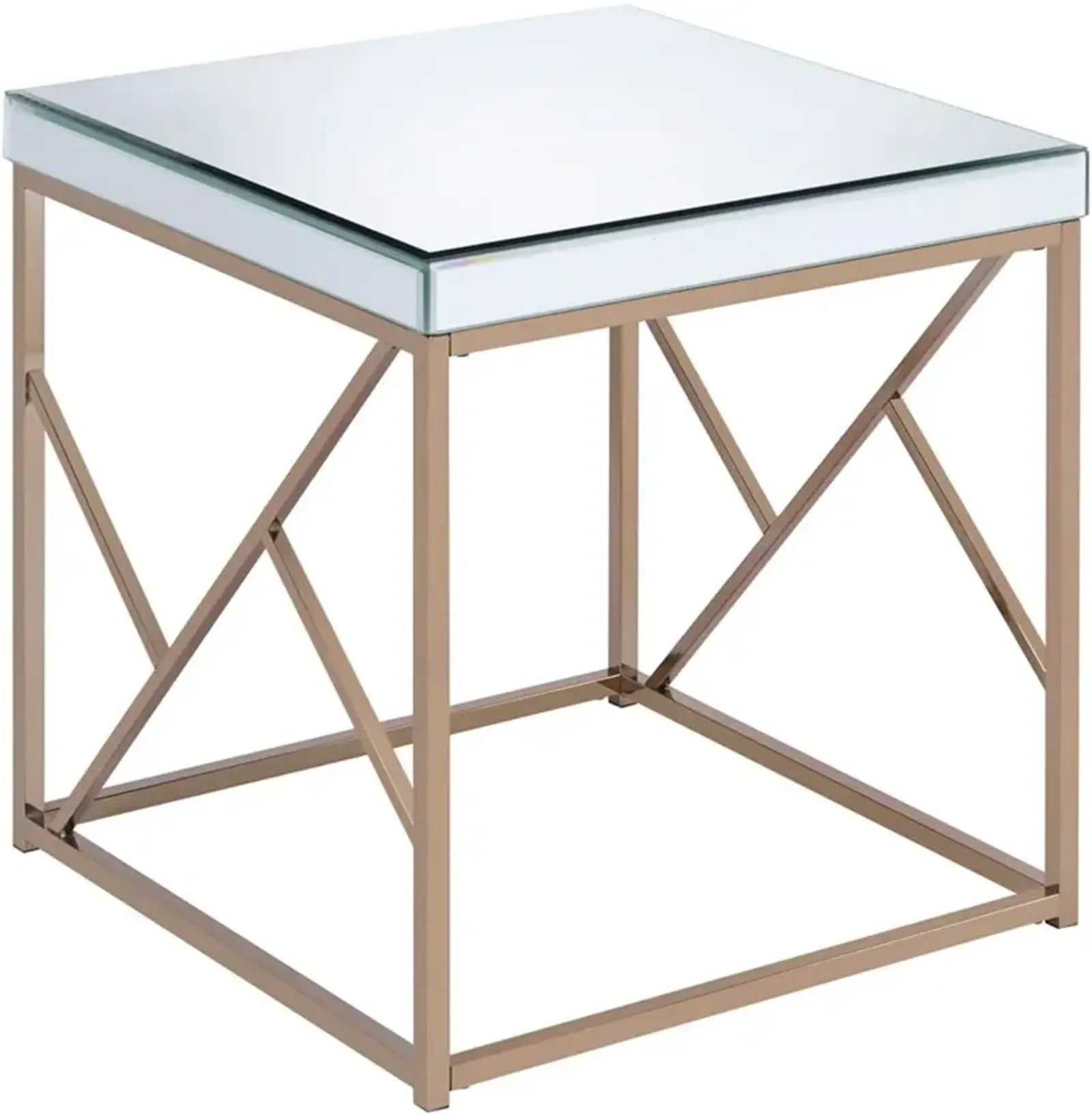 Steve Silver Co. Evelyn Mirrored Top End Table with Copper Chrome Base