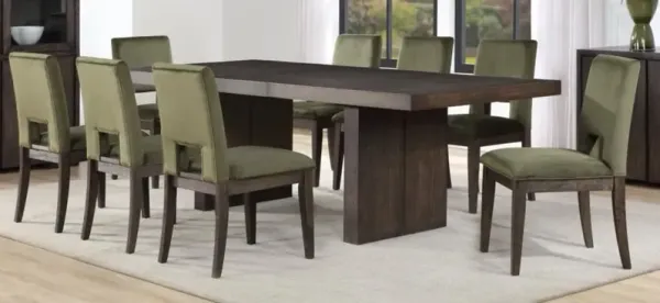 Steve Silver Co. Evan 7-Piece Green/Walnut Dining Table Set