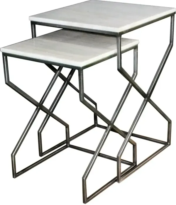 Crestview Collection Evolution 2 Piece White & Gray Side Table Set