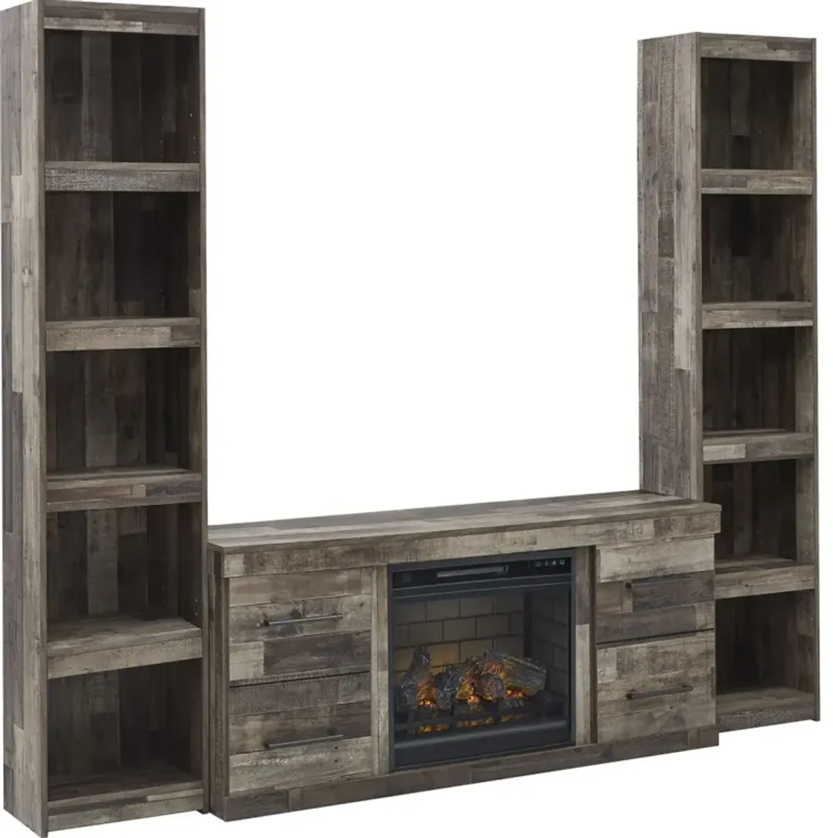 Signature Design by Ashley® Derekson 3-Piece Multi Gray Entertainment Center with Electric Fireplace