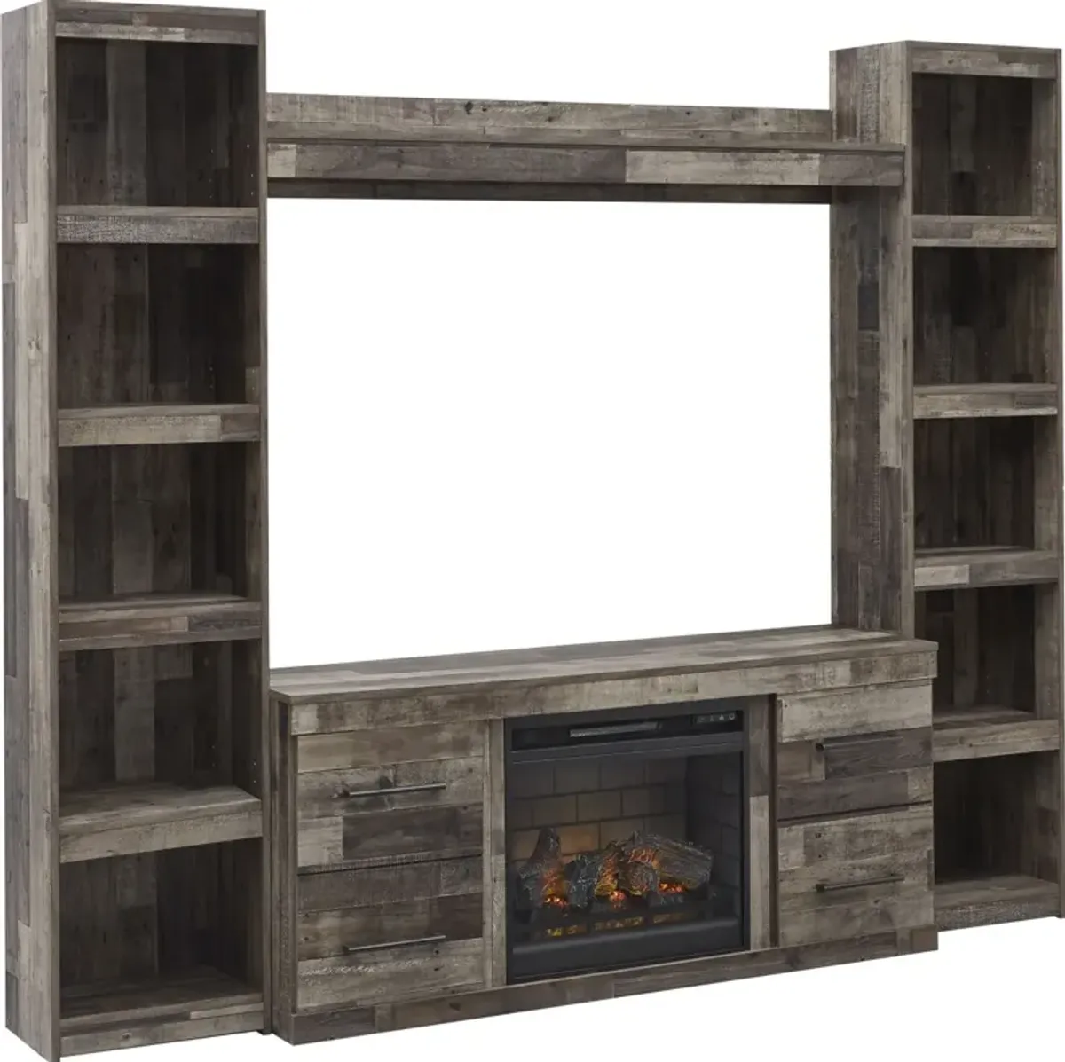 Signature Design by Ashley® Derekson 4-Piece Multi Gray Entertainment Center with Electric Fireplace