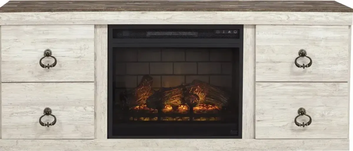 Signature Design by Ashley® Willowton Whitewash TV Stand with Electric Fireplace