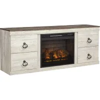 Signature Design by Ashley® Willowton Whitewash TV Stand with Electric Fireplace