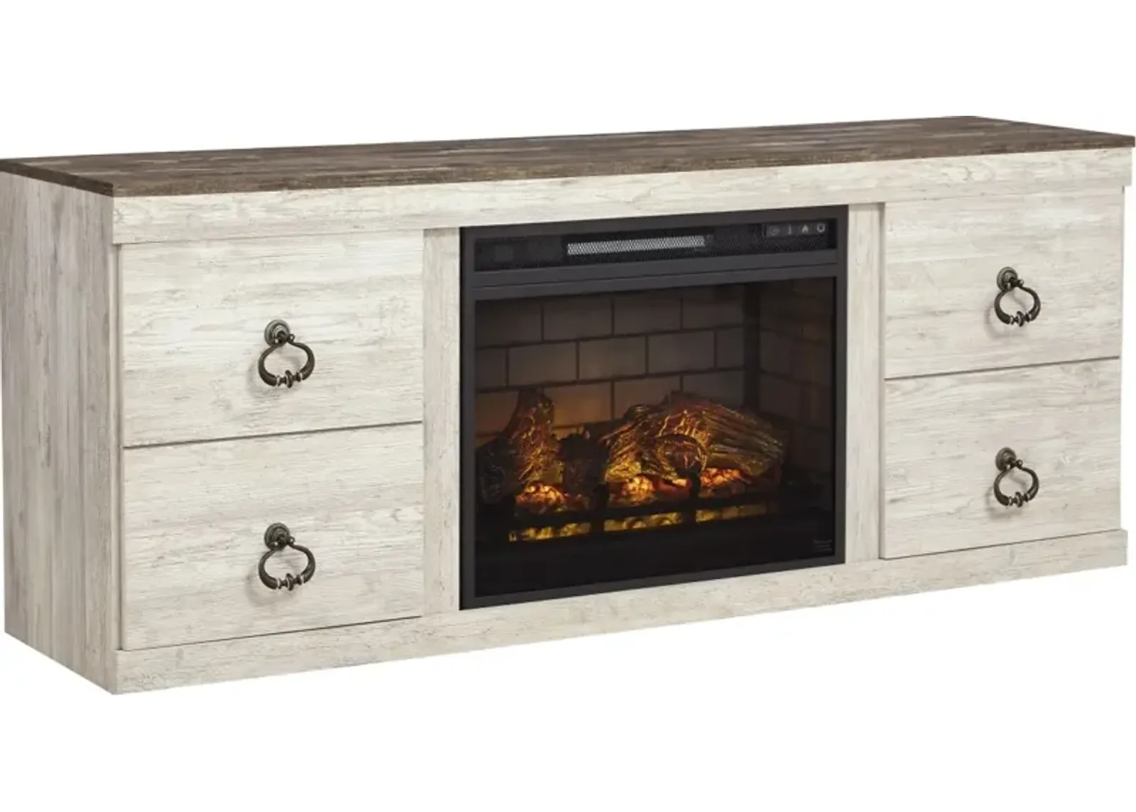 Signature Design by Ashley® Willowton Whitewash TV Stand with Electric Fireplace