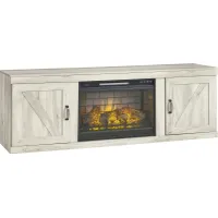 Signature Design by Ashley® Bellaby Whitewash TV Stand with Electric Infrared Fireplace Insert