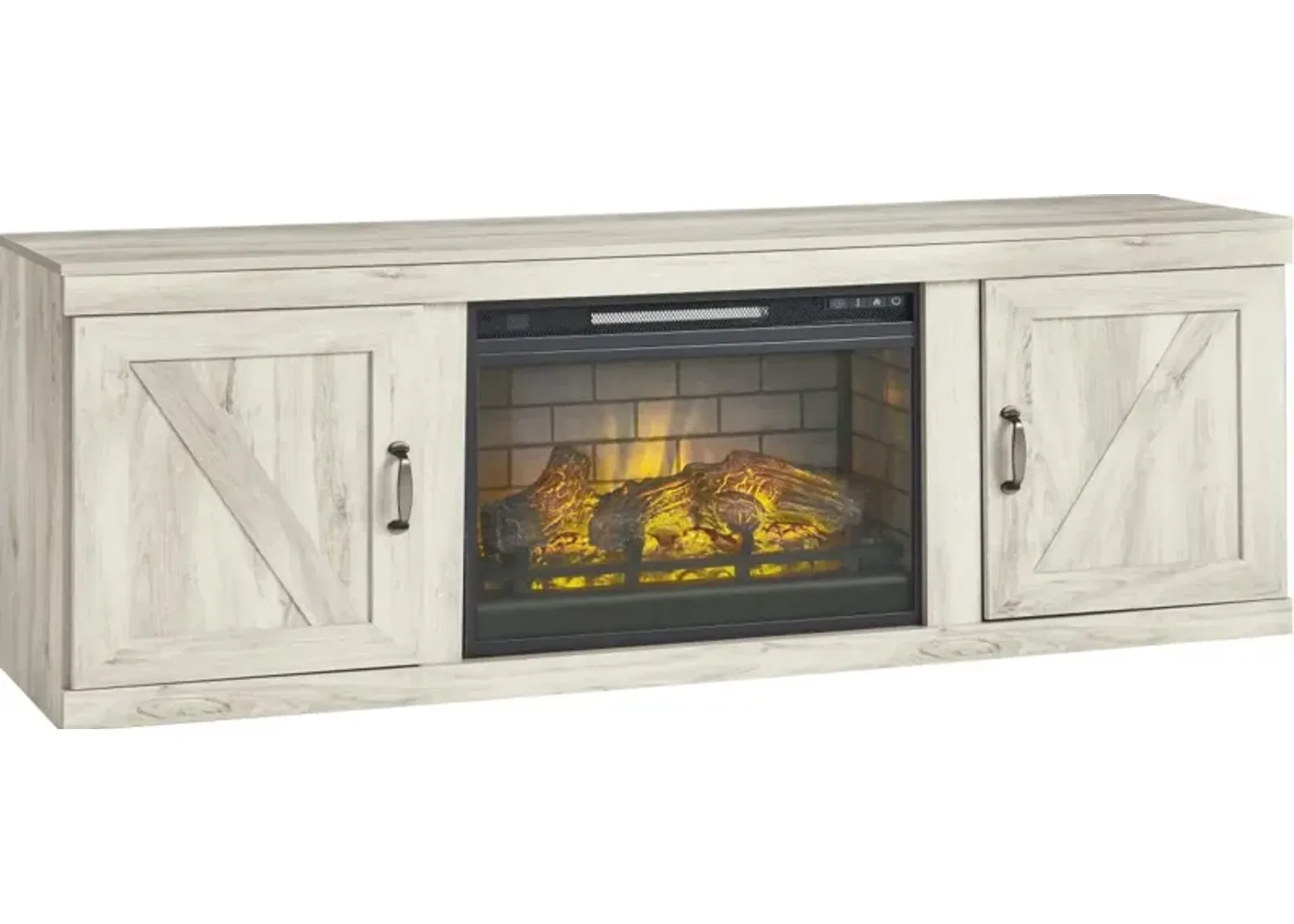 Signature Design by Ashley® Bellaby Whitewash TV Stand with Electric Infrared Fireplace Insert