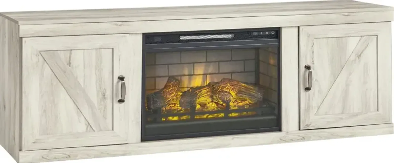 Signature Design by Ashley® Bellaby Whitewash TV Stand with Electric Infrared Fireplace Insert