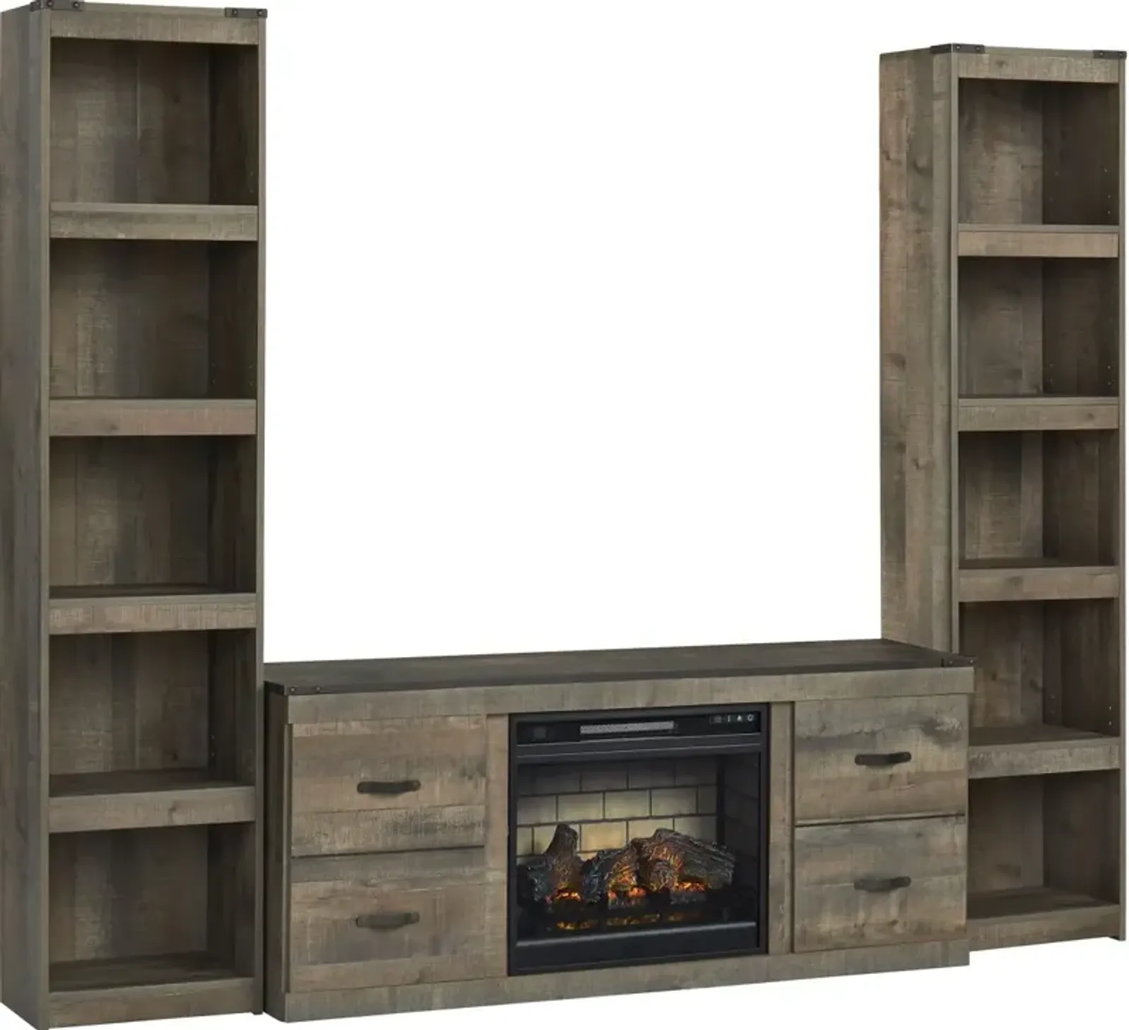 Signature Design by Ashley® Trinell 3-Piece Brown Entertainment Center with Electric Fireplace