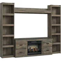 Signature Design by Ashley® Trinell 4-Piece Brown Entertainment Center with Electric Fireplace